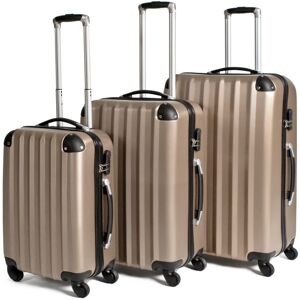 tectake Suitcase set 3-piece lightweight - hard shell suitcase, luggage set, 4 w