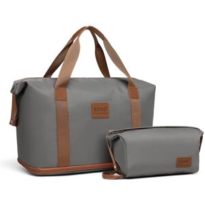 (Grey and Brown) Kono Two pieces Expandable Durable Waterproof Travel Duffel Bag