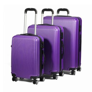(Purple) SA Products 3pc Hard Shell Suitcase Set - Lightweight Large Suitcase Se