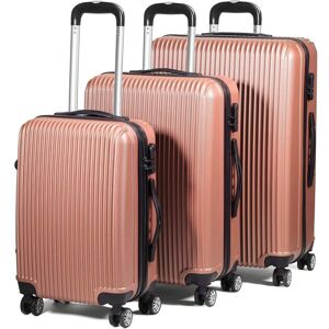 (Rose Gold) SA Products 3pc Hard Shell Suitcase Set - Lightweight Large Suitcase