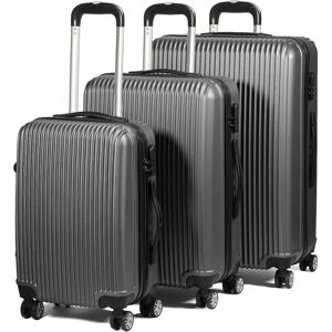 (Dark Grey) SA Products 3pc Hard Shell Suitcase Set - Lightweight Large Suitcase