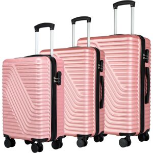 (Rose gold ) Neo 3 Piece Hard Shell Luggage Suitcase Set ABS Expandable Handle L