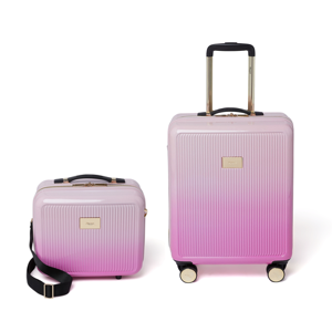 Dune London Olive Dip Dye Vanity and 55cm Cabin Case Set - Pink Ombre