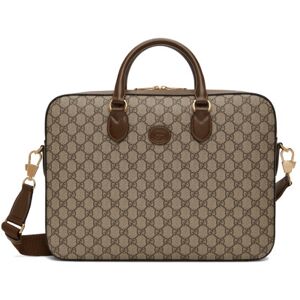 Gucci Beige & Brown GG Supreme Business Briefcase  - 8563 BE.EB/BRO.SUG/B - Size: UNI - male