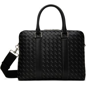 Bottega Veneta Black Medium Classic Intrecciato Briefcase  - 1148-BLACK-SILVER - Size: UNI - male