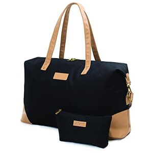 Jadyn Luna Women's Weekender Bag and Travel Duffel, Large 37 Liter Capacity, Black, Softside Duffle Bag with Vegan Leather Accents