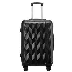 Socuy Luggage Travel Checked Luggage Hardside Expandable Luggage with Spinner Wheels, Travel Luggage Spinner Telescopic Handle Carry On Luggage Suitcase (Color : Black, Size : 24 in)