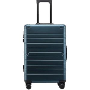 Suwequest Business Silver Color Rolling Luggage Aluminum Trolley Suitcase Carry On Spinner Wheels Hardside Luggage Blue 28 inch