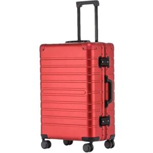 Suwequest Business Silver Color Rolling Luggage Aluminum Trolley Suitcase Carry On Spinner Wheels Hardside Luggage Red 28 inch