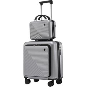 AJIEKJDSW Business Travel Luggage Two-Piece Suitcase Set, Coded Boarding Case, 18in Trolley Case, Lightweight Suitcase Light Suitcase