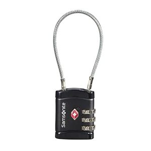 Samsonite Global Travel Accessories Three Dial TSA Cable Luggage Lock, 10 cm, Black