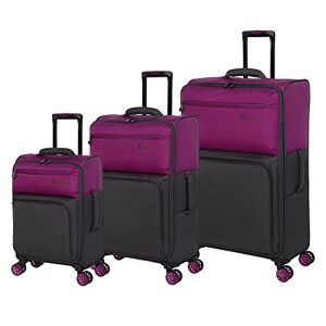 it luggage Duo-Tone 3 Piece Softside 8 Wheel Spinner Set, Fuschia Red/Magnet, 3 Count Set, Duo-Tone 3 Piece Softside 8 Wheel Spinner Set