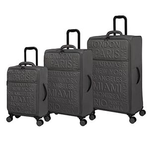 it luggage Citywide 3 Piece Softside 8 Wheel Spinner Set, Charcoal, 3 PC Set, Citywide 3 Piece Softside 8 Wheel Spinner Set