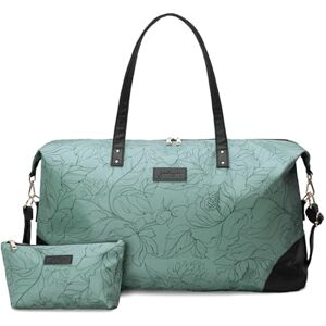 Jadyn Luna Women's Weekender Bag and Travel Duffel, Large 37 Liter Capacity, Sage Flora, Softside Duffle Bag with Vegan Leather Accents