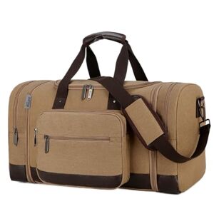Habrur Duffel Bag Canvas Overnight Weekender Bag,Carry On Bag for Men, Gym Bag for Mountain Camping Overnight Bag Travel (Color : C, Size : 53 * 23 * 35cm)