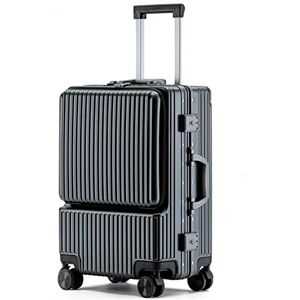 YEWMTRE Luggage Front Open Business Boarding Suitcase Charging Trolley Case Rolling Luggage Sipnner Wheels Men Cabin Carry-on Box