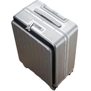 Suwequest Storage Luggage Aluminum Frame Business 20-Inch Mute Universal Wheel Boarding Case 24" Carry-On Suitcase Silver 24"