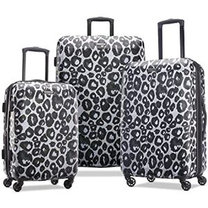 American Tourister Moonlight Expandable Hardside Luggage with Spinner Wheels, Leopard Black