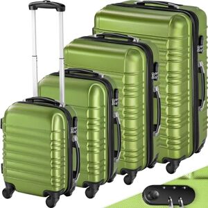 TecTake&#174; Hard Shell Suitcase Set, Lightweight Suitcases with TSA Lock Including Extra Large Suitcase, Large, Medium and Small, 360 Degree Wheels, Ergonomic Telescopic Handle - Green