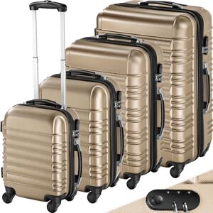 TecTake&#174; Hard Shell Suitcase Set, Lightweight Suitcases with TSA Lock Including Extra Large Suitcase, Large, Medium and Small, 360 Degree Wheels, Ergonomic Telescopic Handle - Champagne
