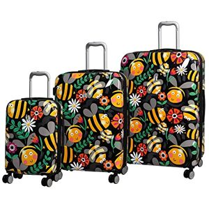 it luggage Sheen 3 Piece Hardside 8 Wheel Expandable Spinner Set, Black Bees - Repeat, 3 PC Set, Sheen 3 Piece Hardside 8 Wheel Expandable Spinner Luggage Set