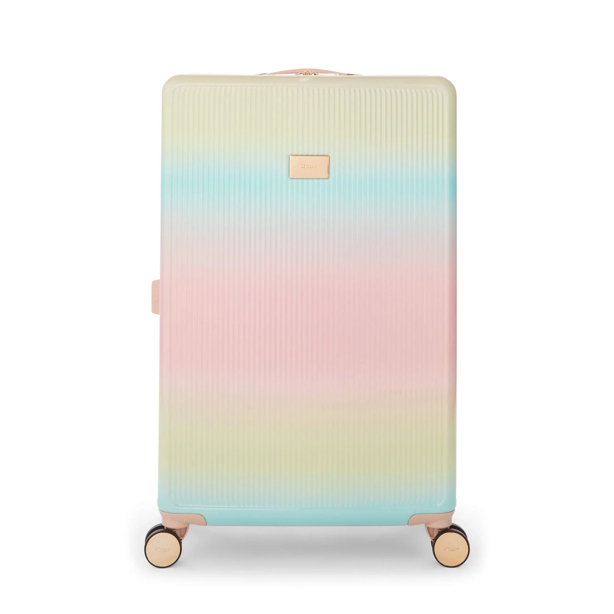 Dune London Olive 77cm 4-Wheel Large Suitcase - Rainbow Ombre