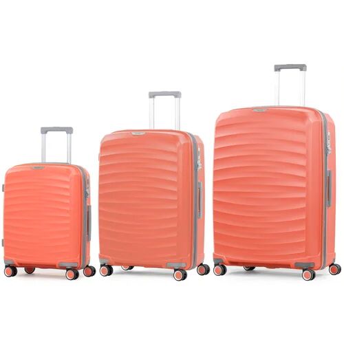 Rock Sunwave 3 Piece Expandable Hard Shell Suitcase Set Rock Finish: Peach Standard