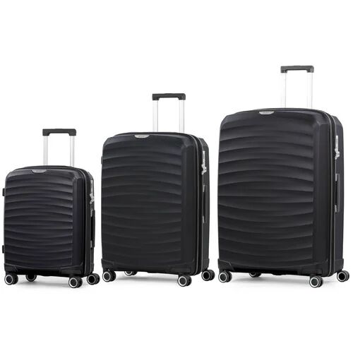 Rock Sunwave 3 Piece Expandable Hard Shell Suitcase Set Rock Standard