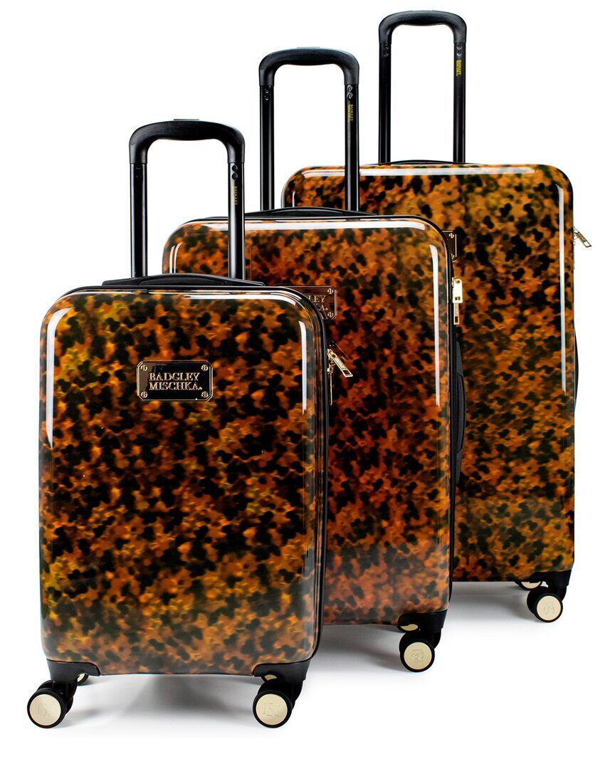 Badgley Mischka Essence Hard Spinner 3pc Luggage Set Brown NoSize
