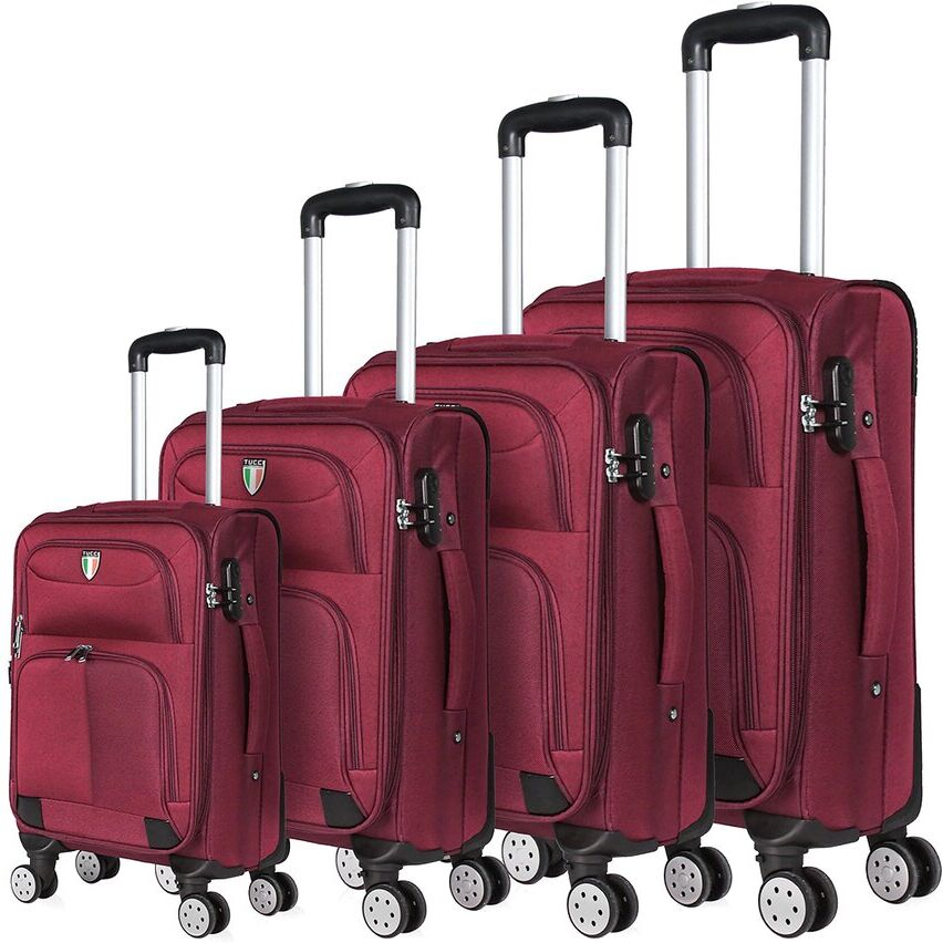 Tucci Italy Strati 4pc Expandable Luggage Set Red NoSize