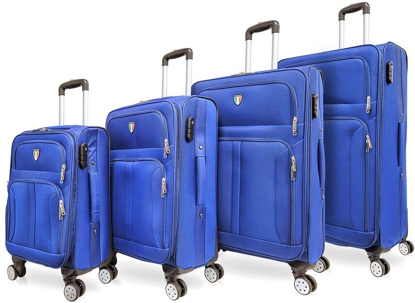 Tucci Italy Salerno 4pc Expandable Luggage Set Blue NoSize