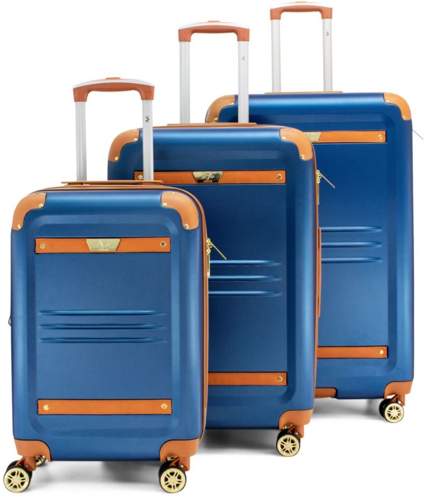 Photos - Luggage 19V69 ITALIA 3-Piece Spinner Suitcase - Blue - female 0400016609479