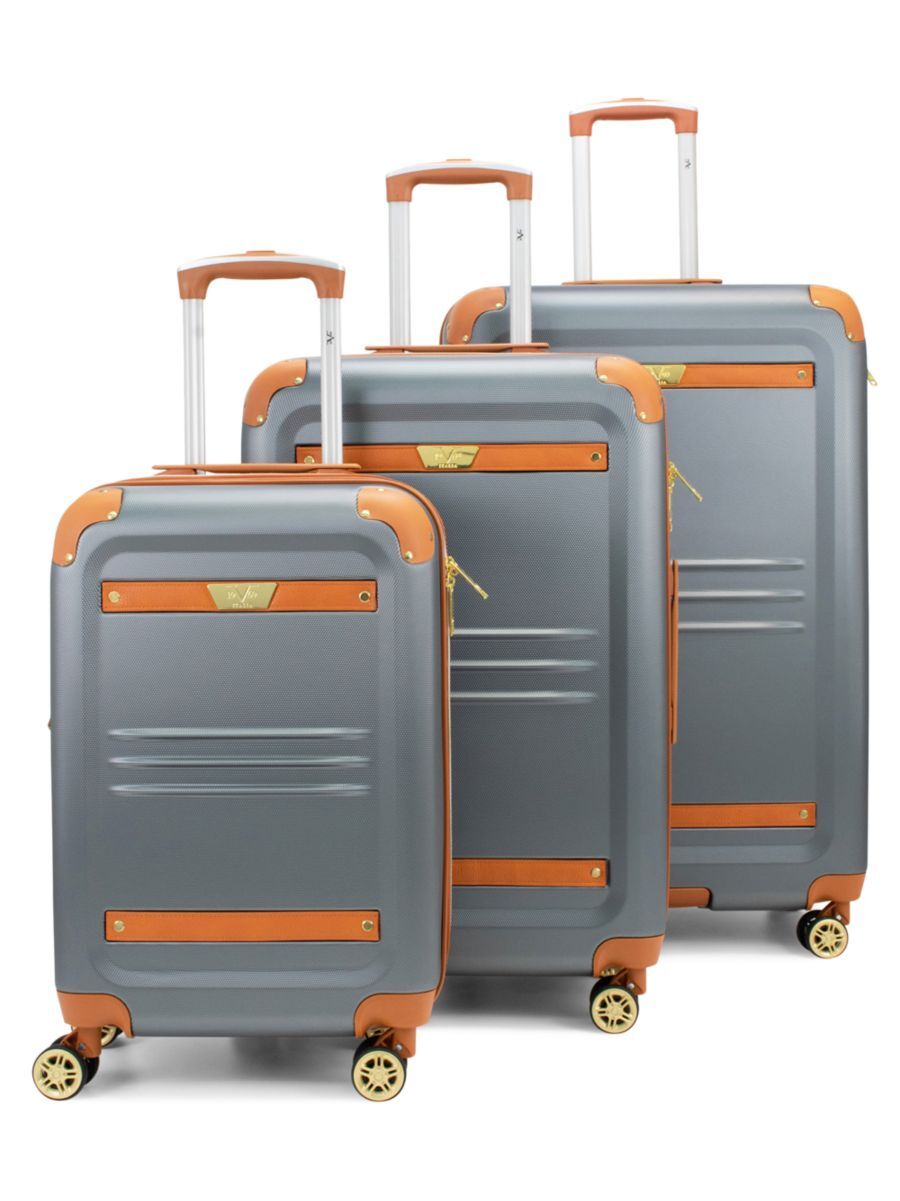 Photos - Suitcase / Backpack Cover 19V69 ITALIA 3-Piece Vintage Hardside Luggage Set - Grey - female - Size: