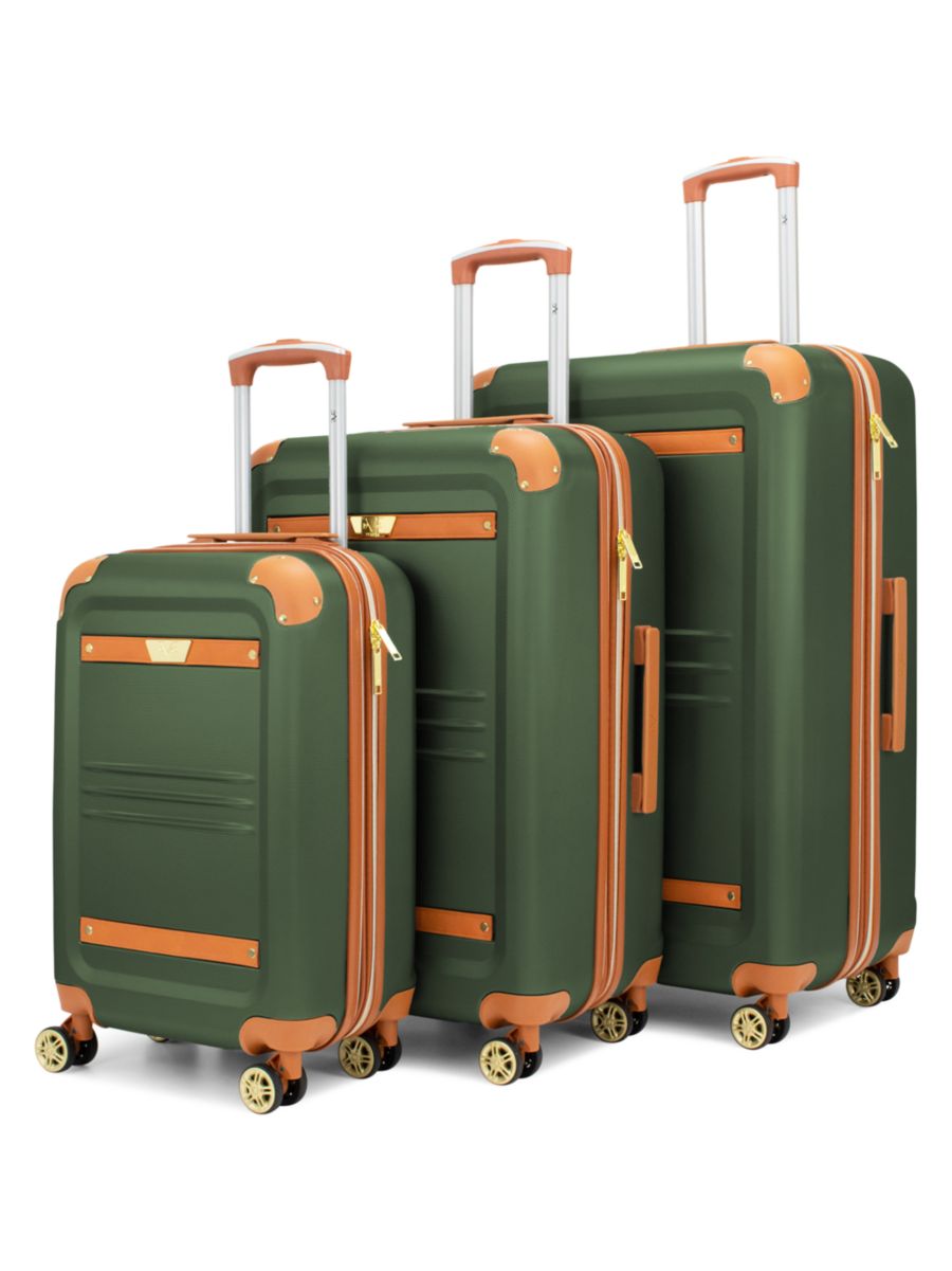 Photos - Luggage 19V69 ITALIA 3-Piece Spinner Suitcase Set - Olive Green - female 040001660