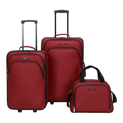 iPack Kenton 3-Piece Softside Wheeled Luggage Set, Dark Red, 3 Pc Set