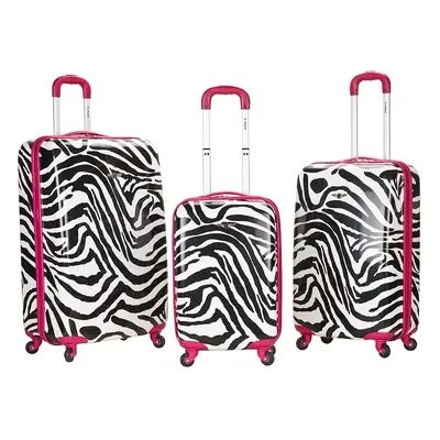Rockland 3-Piece Hardside Spinner Luggage Set, Pink, 3 Pc Set
