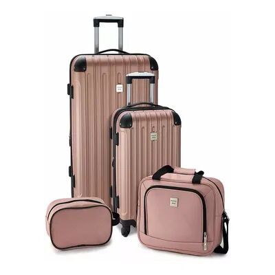 Geoffrey Beene Colorado 4-Piece Hardside Spinner Luggage Set, Light Pink, 26 INCH
