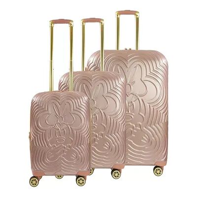 ful Disney's Minnie Mouse Playful 3-Piece Hardside Spinner Luggage Set, Pink, 3 Pc Set