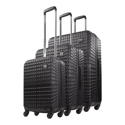 ful Geo 3-Piece Hardside Spinner Luggage Set, Black, 3 Pc Set
