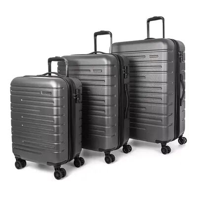 Bugatti Geneva Collection 3-Piece Hardside Spinner Luggage Set, Grey, 3 Pc Set