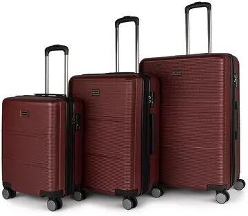 Bugatti Brussels Collection 3-Piece Hardside Spinner Luggage Set, Red, 3 Pc Set