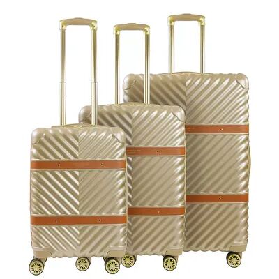 Christian Siriano NY Stella 3-Piece Hardside Spinner Luggage, Brown, 3 Pc Set