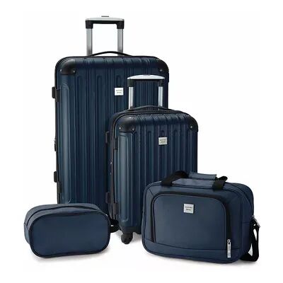 Geoffrey Beene Colorado 4-Piece Hardside Spinner Luggage Set, Blue, 26 INCH
