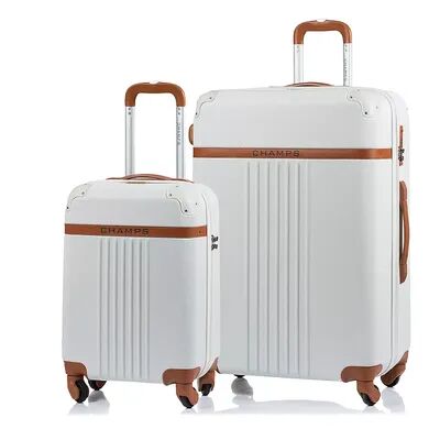Champs Vintage Collection 2-Piece Hardside Spinner Luggage Set, White, 2 Pc Set