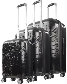 ful Disney's Mickey Mouse Molded 3-Piece Hardside Spinner Luggage Set, Black, 3 Pc Set