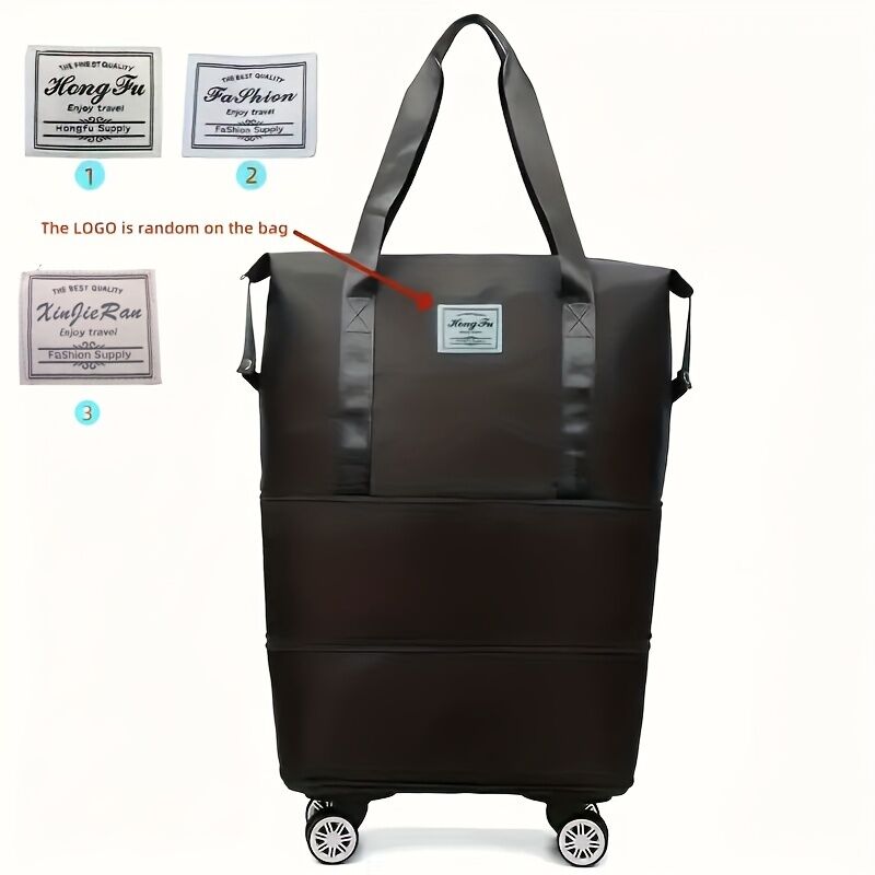 Temu Lightweight Travel Duffle Bag, Expandable Zipper Luggage Bag With Wheels, Portable Women's Overnight Bag