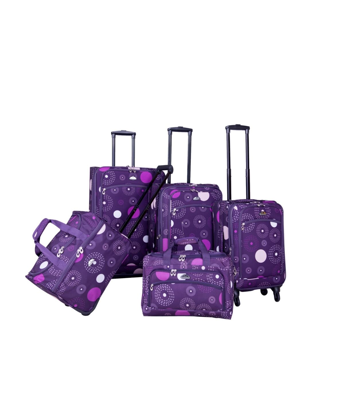 American Flyer Fireworks 5 Piece Spinner Luggage Set - Purple