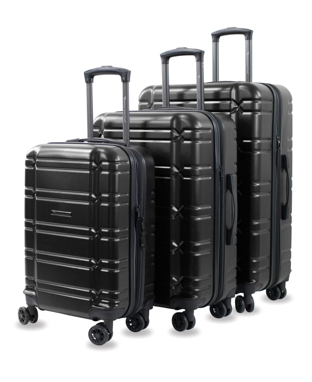 American Green Travel Allegro Hard side Spinner Suitcase Luggage Set, 3 Pieces - Black
