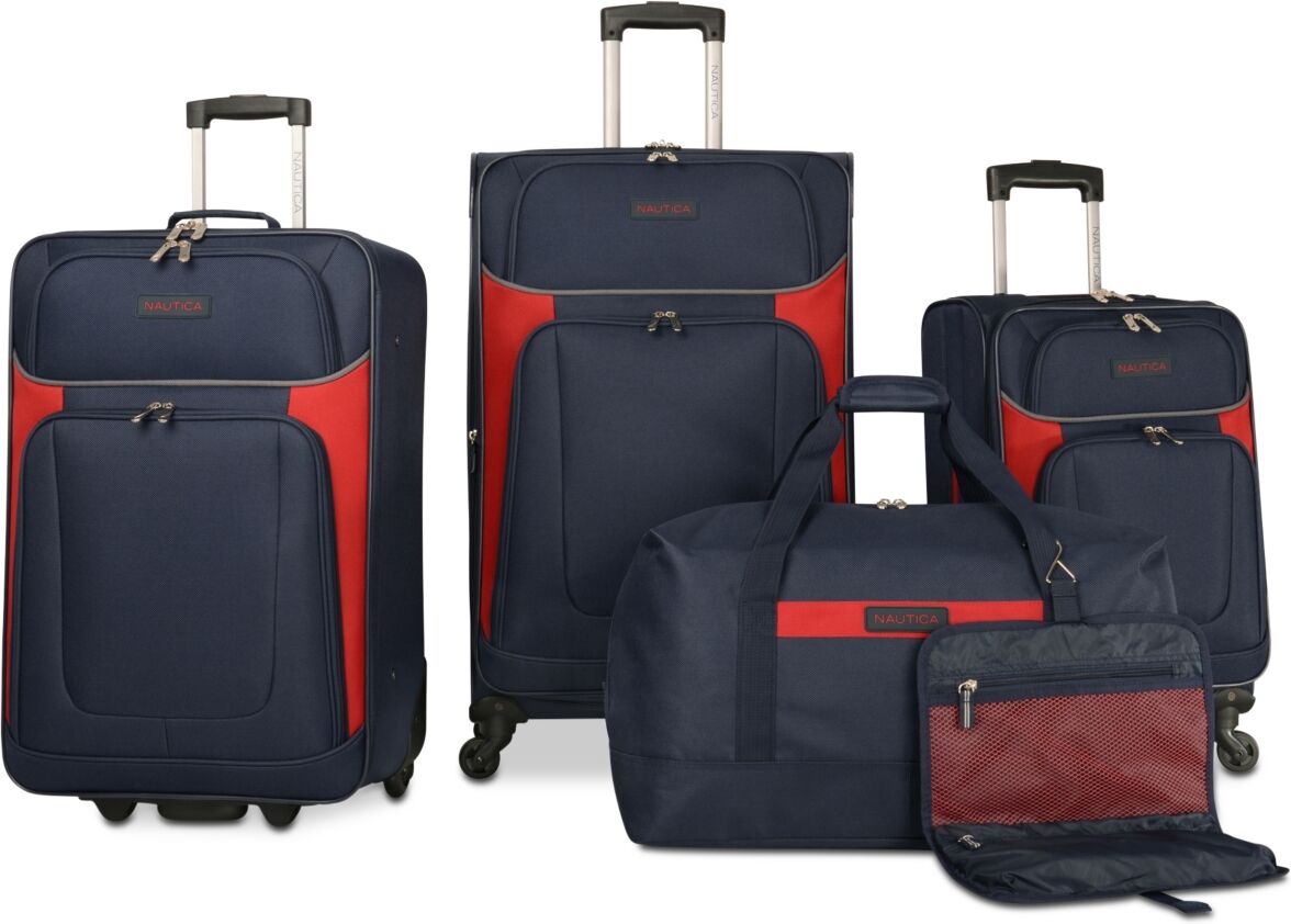 Nautica Oceanview 5-Pc. Luggage Set, Created for Macy's - Navy/Red