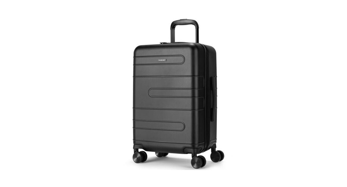 Slickblue 20 Inch Expandable Luggage Hard side Suitcase with Spinner Wheel and Tsa Lock - Black